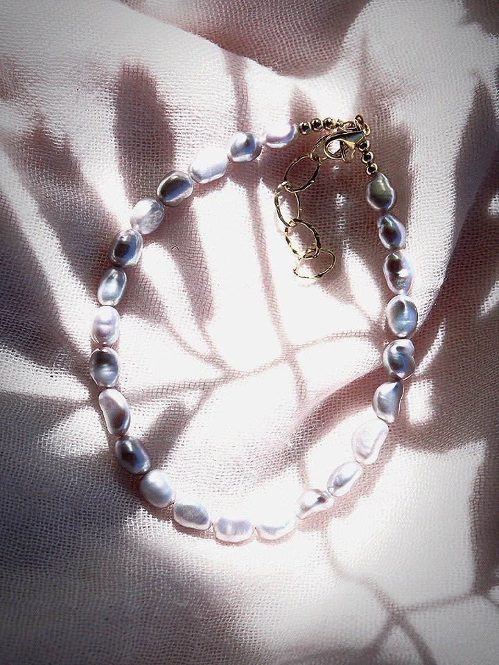 Anklets - Chunky Gray Pearl Anklet - Ala - ke aloha jewelry