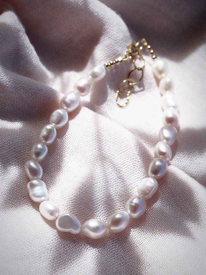 Anklets - Chunky White Pearl Anklet - Ala - ke aloha jewelry