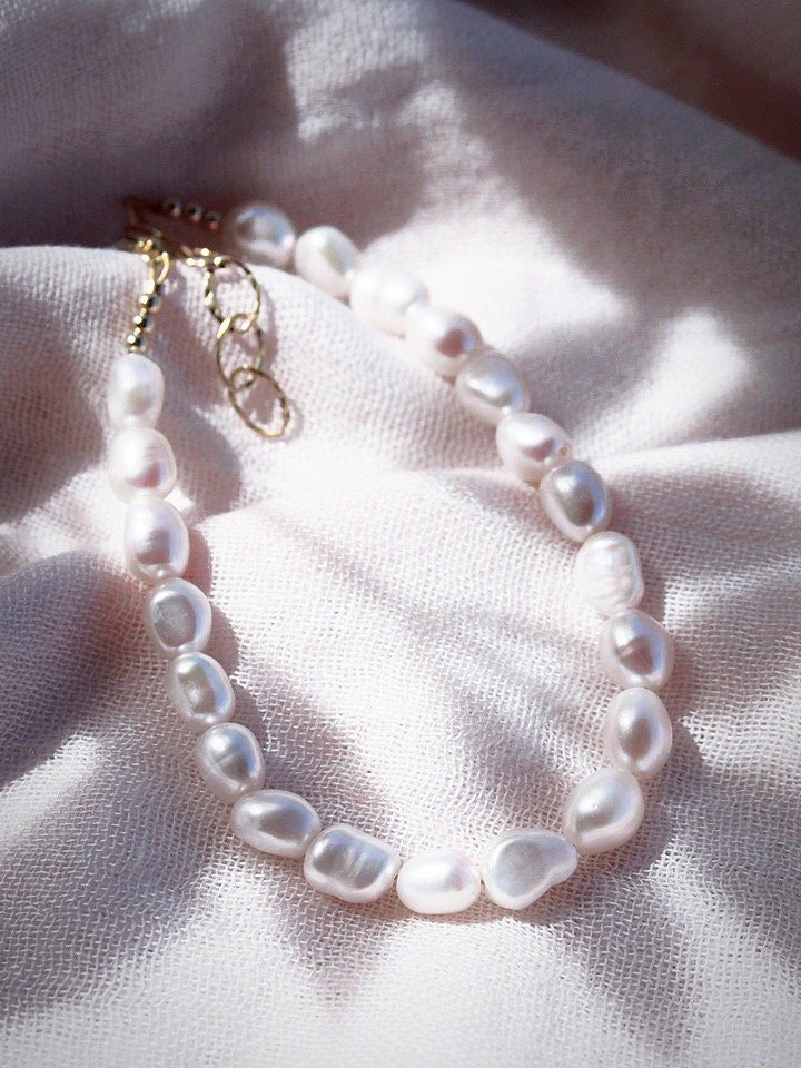 Anklets - Chunky White Pearl Anklet - Ala - ke aloha jewelry