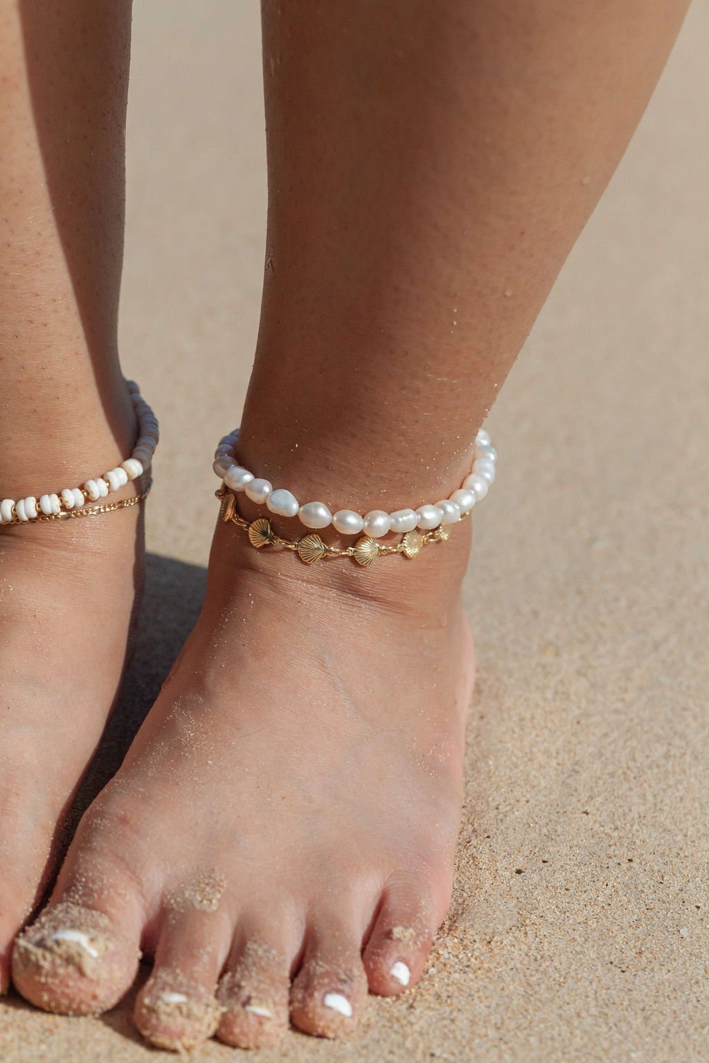 Chunky White Pearl Anklet Ala– ke aloha jewelry