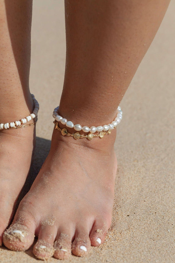 Anklets - Chunky White Pearl Anklet - Ala - ke aloha jewelry