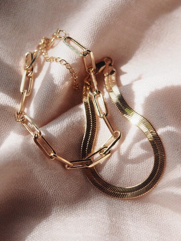 Gold Bracelets - Classic Gold Chain Bracelet Set - ke aloha jewelry