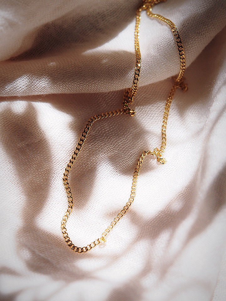 Gold Necklace - Dainty Basic Gold Curb Link Necklace - Keanu - ke aloha jewelry