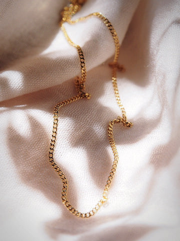 Gold Necklace - Dainty Basic Gold Curb Link Necklace - Keanu - ke aloha jewelry