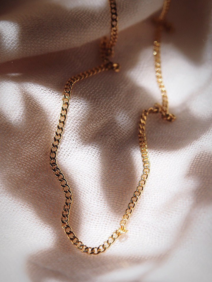 Gold Necklace - Dainty Basic Gold Curb Link Necklace - Keanu - ke aloha jewelry