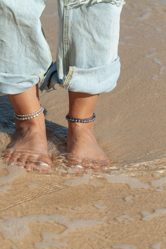 Anklets - Dainty Gray Pearl Anklet - Maile - ke aloha jewelry