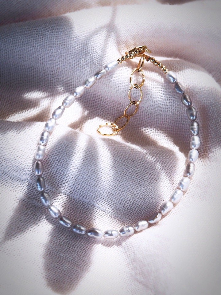 Anklets - Dainty Gray Pearl Anklet - Maile - ke aloha jewelry