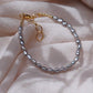 Gold Bracelet - Dainty Gray Pearl Bracelet - Maile - ke aloha jewelry