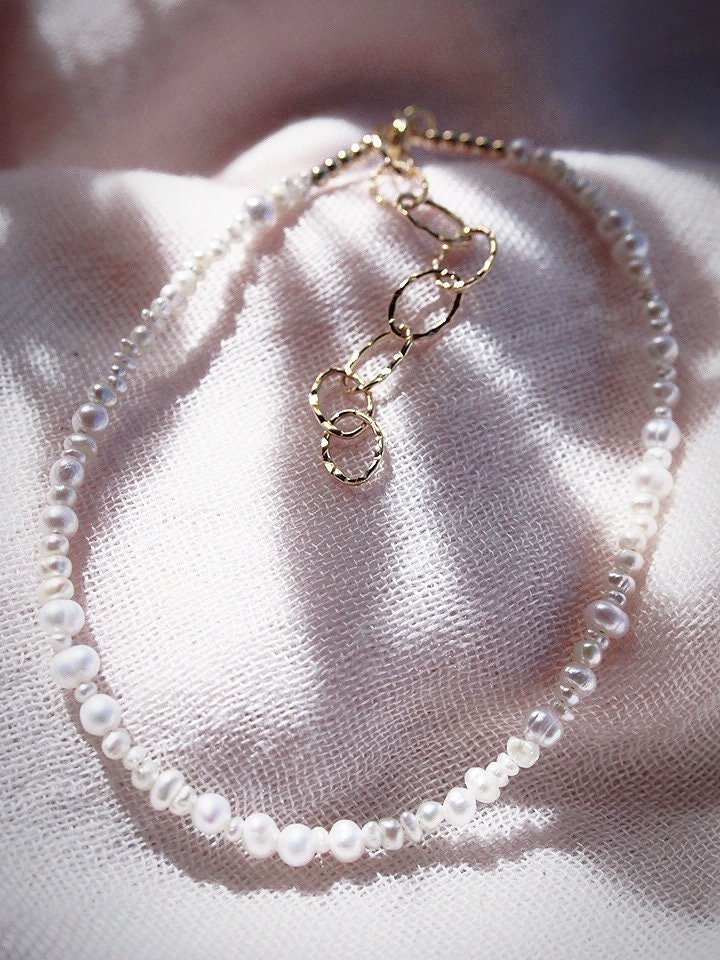 Anklets - Dainty Organic White Pearl Anklet - Kale'a - ke aloha jewelry