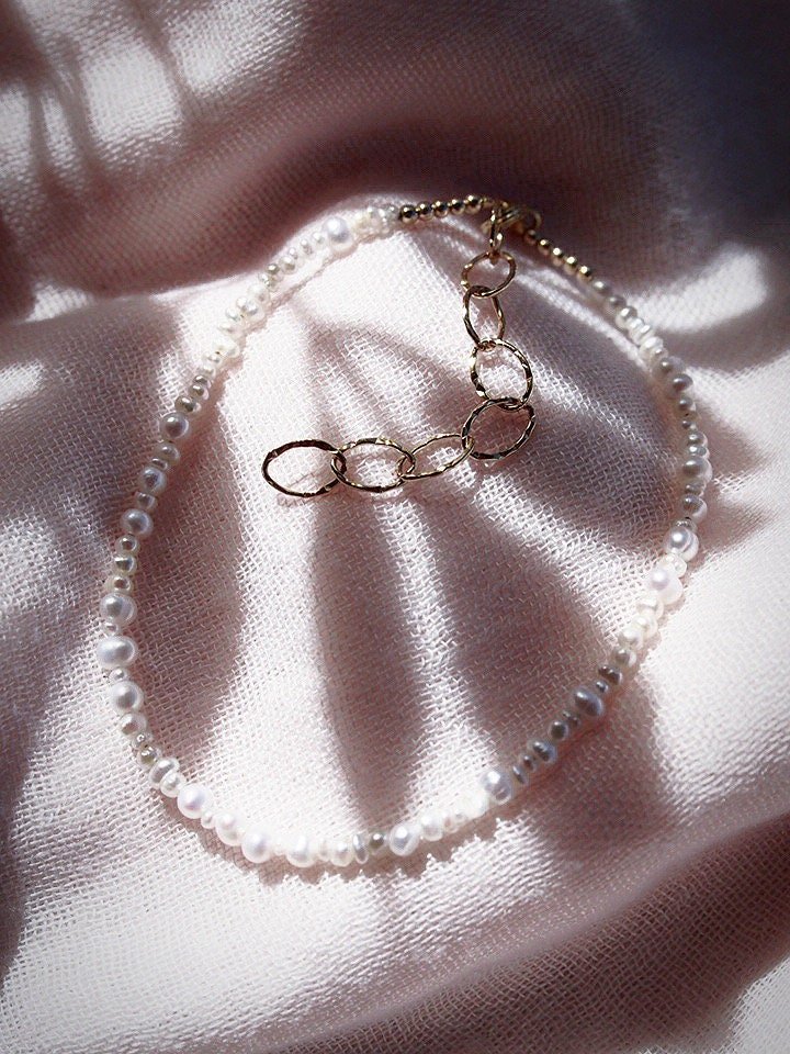 Anklets - Dainty Organic White Pearl Anklet - Kale'a - ke aloha jewelry