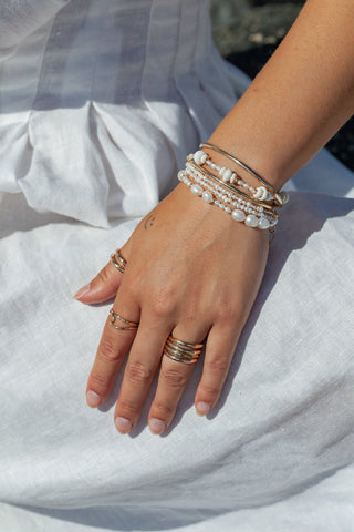Bracelets - Dainty Organic White Pearl Bracelet - Kale'a - ke aloha jewelry