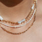 Gold Necklace - Dainty Organic White Pearl Necklace - Kale'a - ke aloha jewelry