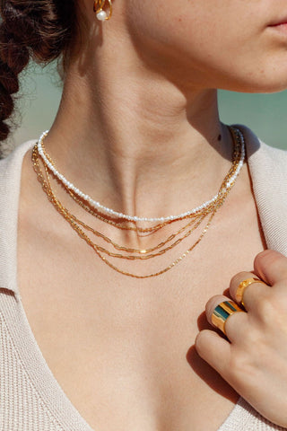 Gold Necklace - Dainty Paperclip Chain Necklace - ke aloha jewelry