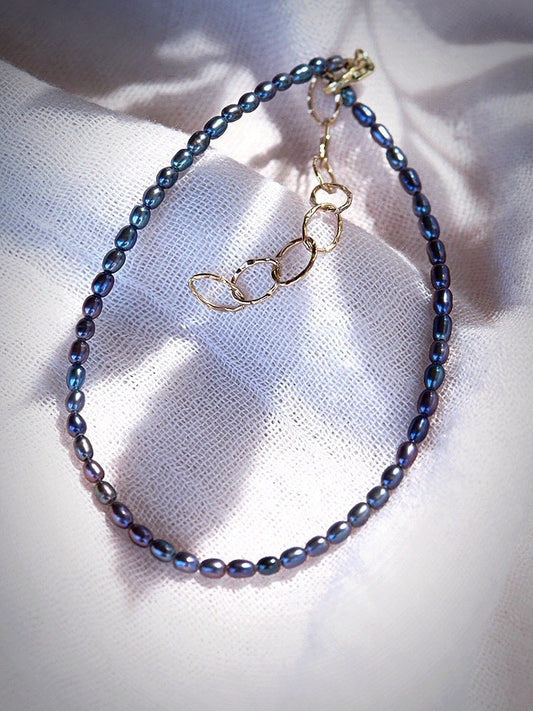 Anklets - Dainty Peacock Pearl Anklet - Maile - ke aloha jewelry
