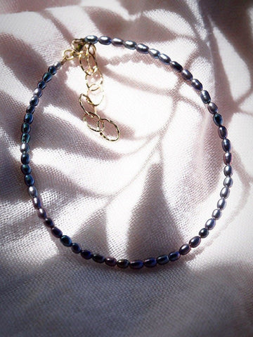 Anklets - Dainty Peacock Pearl Anklet - Maile - ke aloha jewelry