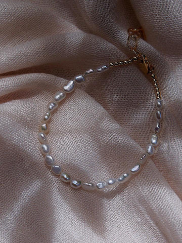 Gold Bracelet - Dainty Pearl Bracelet - Maile - ke aloha jewelry