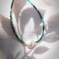 Gold Necklace - Dainty Pearl Turquoise Choker Necklace - ke aloha jewelry