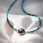 Gold Necklace - Dainty Tahitian Pearl Turquoise Choker Necklace - ke aloha jewelry