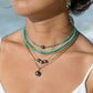 Gold Necklace - Dainty Tahitian Pearl Turquoise Choker Necklace - ke aloha jewelry
