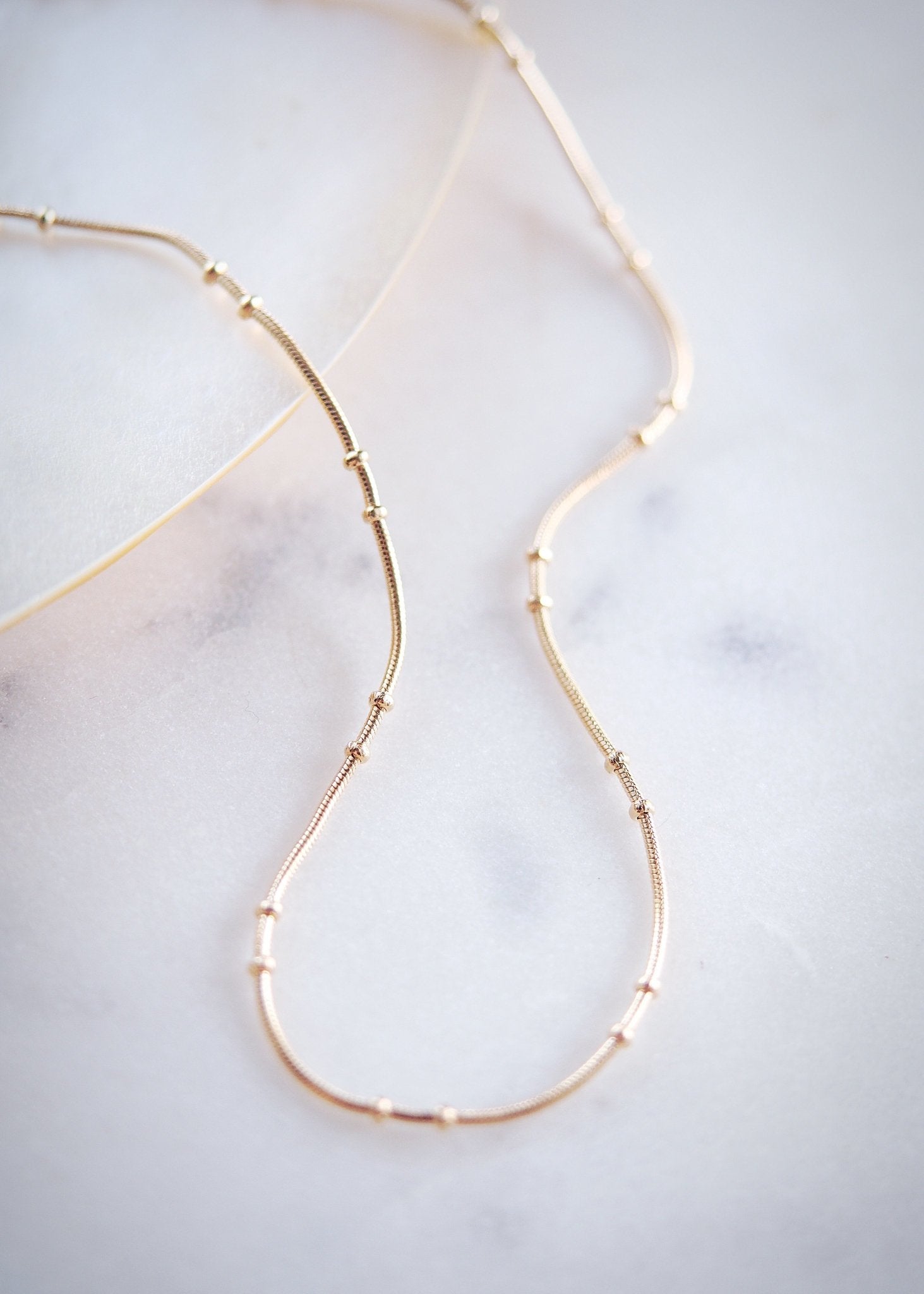 Delicate Twin Dot Gold Snake Chain Necklace - Kalili
