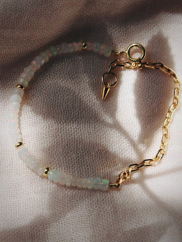 Bracelets - Fire Opal & Gold Chain Bracelet - Alaka’i - ke aloha jewelry