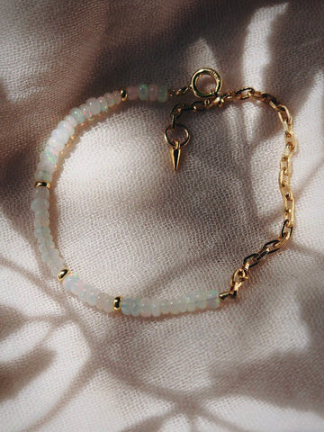 Bracelets - Fire Opal & Gold Chain Bracelet - Alaka’i - ke aloha jewelry