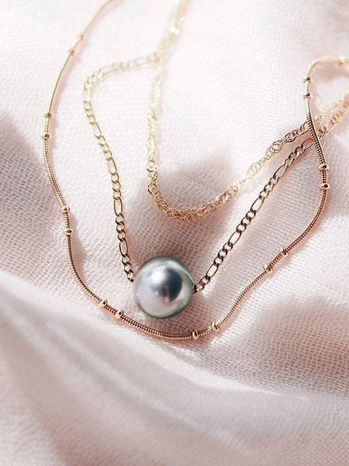Floating Tahitian Pearl Necklace Set– ke aloha jewelry