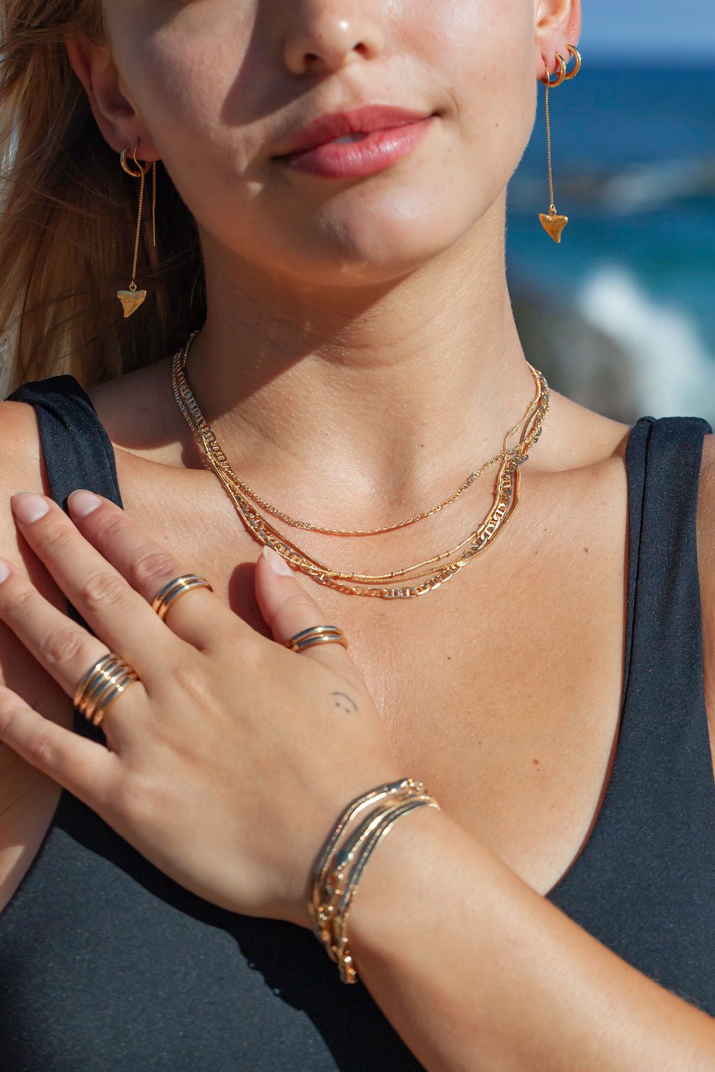 Gold Necklaces - Four Gold Chain Necklace Set - ke aloha jewelry