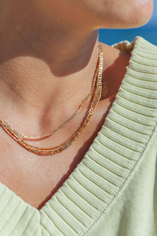 Gold Necklaces - Four Gold Chain Necklace Set - ke aloha jewelry