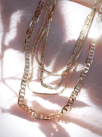 - Four Gold Chain Necklace Set - ke aloha jewelry