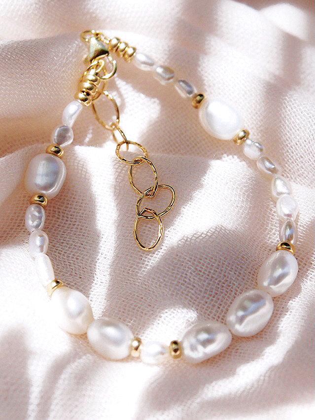 Gold Bracelet - Gold and White Pearl Bead Bracelet - Hiwahiwa - ke aloha jewelry