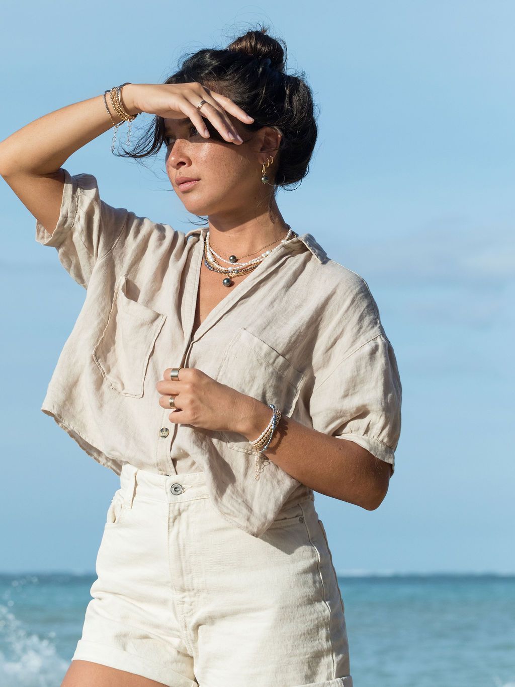 Gold Necklace - Gold and White Pearl Bead Necklace - Hiwahiwa - ke aloha jewelry