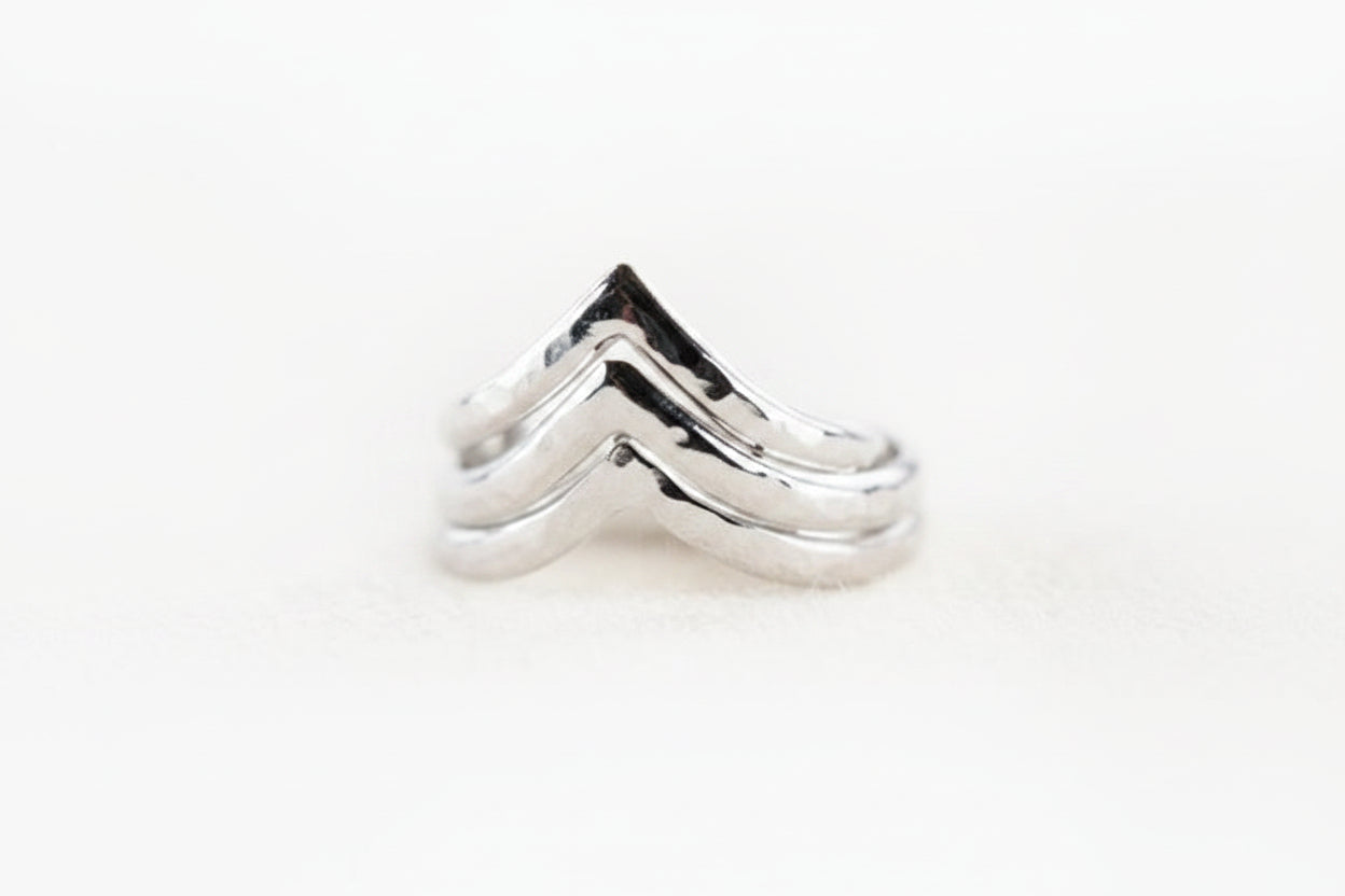 Sale - Silver Chevron Stacking Ring - Ano'i