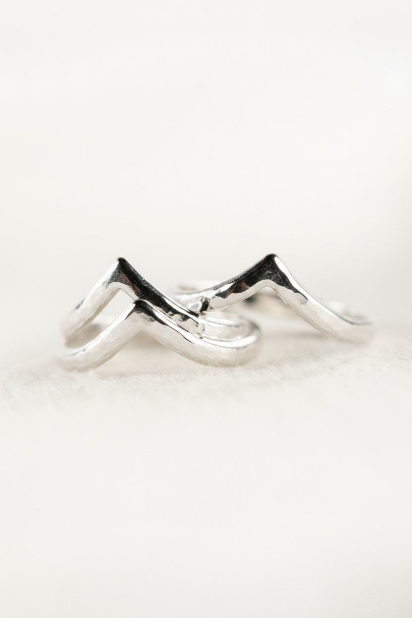 Sale - Silver Chevron Stacking Ring - Ano'i