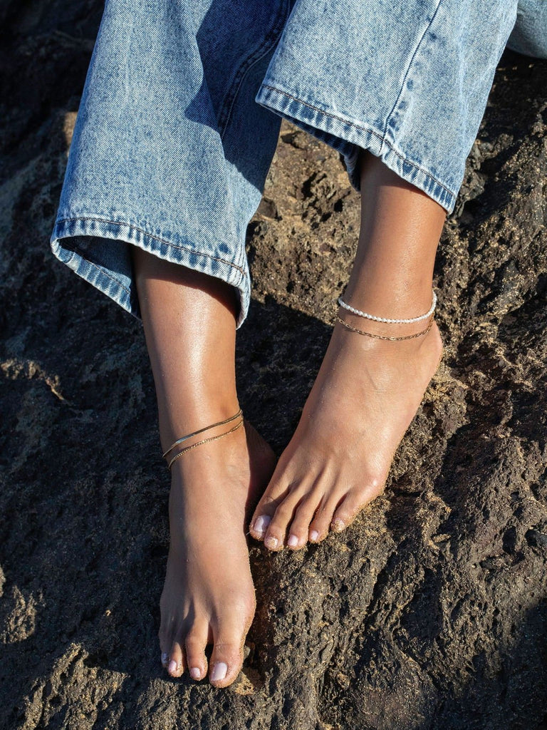 Anklets - Gold Curb Chain Anklet - Kalena - ke aloha jewelry