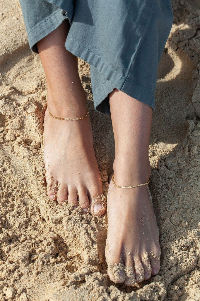 Anklets - Gold Curb Chain Anklet - Kalena - ke aloha jewelry
