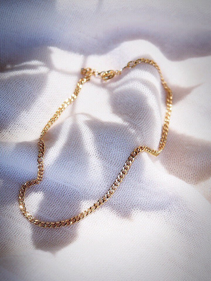 Anklets - Gold Curb Chain Anklet - Kalena - ke aloha jewelry