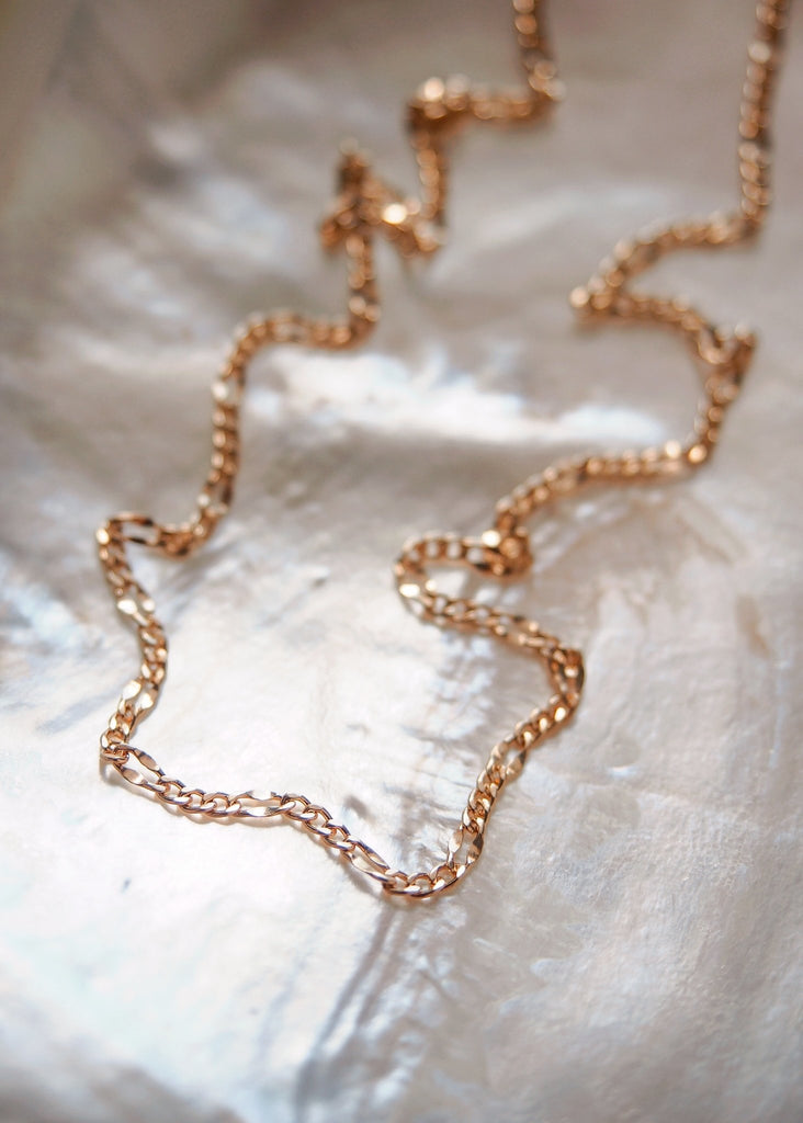Gold Necklace - Gold Filled Dapped Figaro Chain Necklace - Kaile'a - Ke Aloha Jewelry