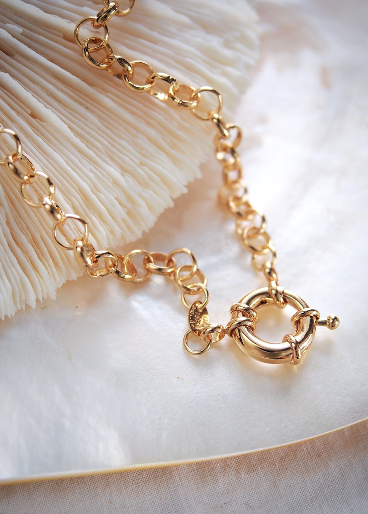 Gold Necklace - Gold Filled Heavy Rolo Chain Necklace with Focal Clasp - Lilo - Ke Aloha Jewelry