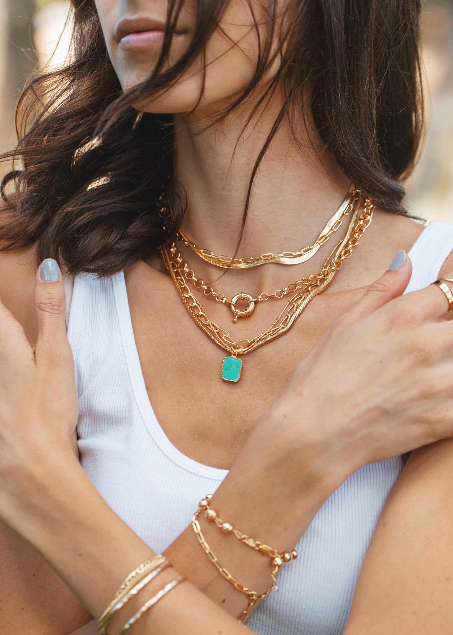 Gold Necklace - Gold Filled Heavy Rolo Chain Necklace with Focal Clasp - Lilo - Ke Aloha Jewelry