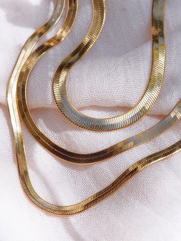 Gold Necklace - Gold Filled Herringbone Chain Necklace - Konani - ke aloha jewelry