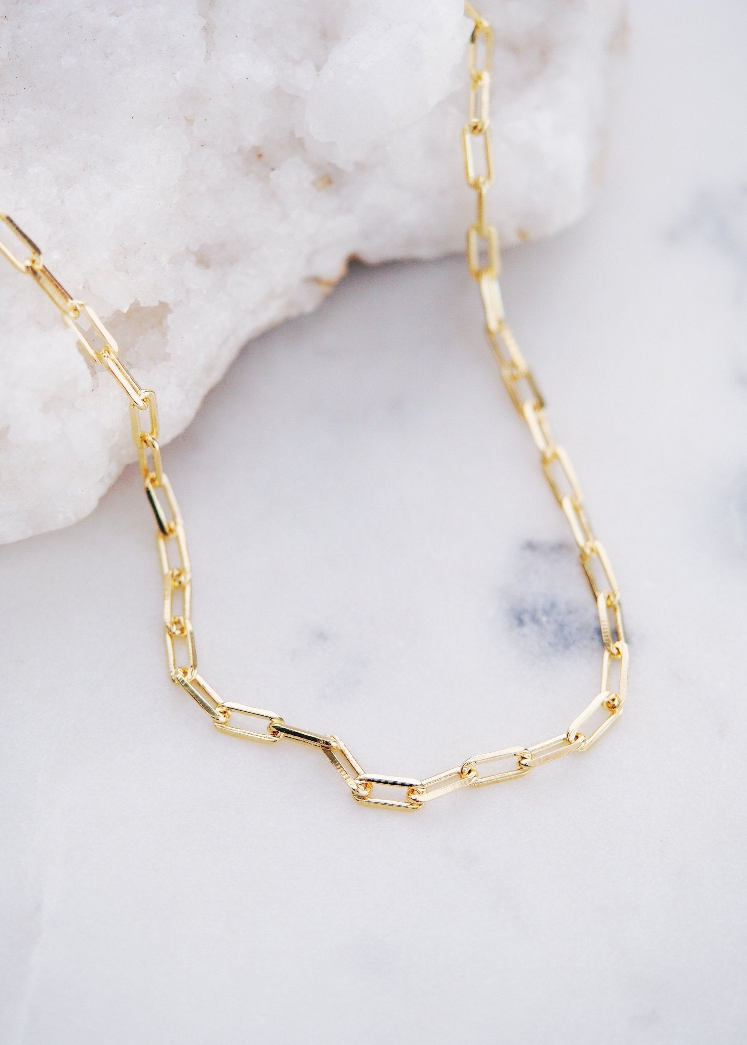 Gold Filled Paperclip Link Chain Necklace - Kala'i