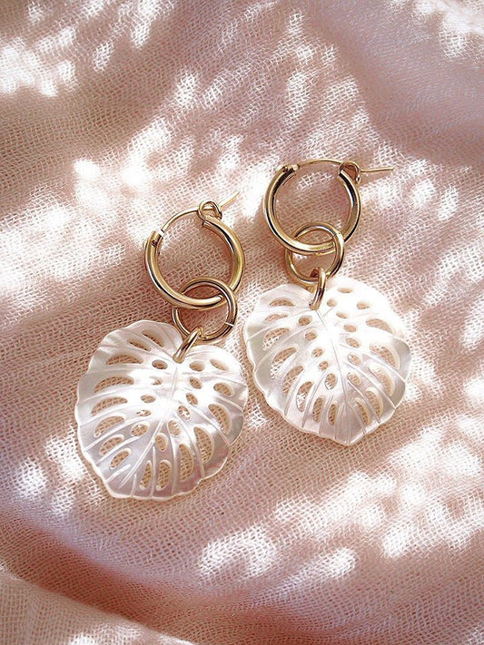 - Gold Filled Monstera Hoop Earrings - Makana - ke aloha jewelry