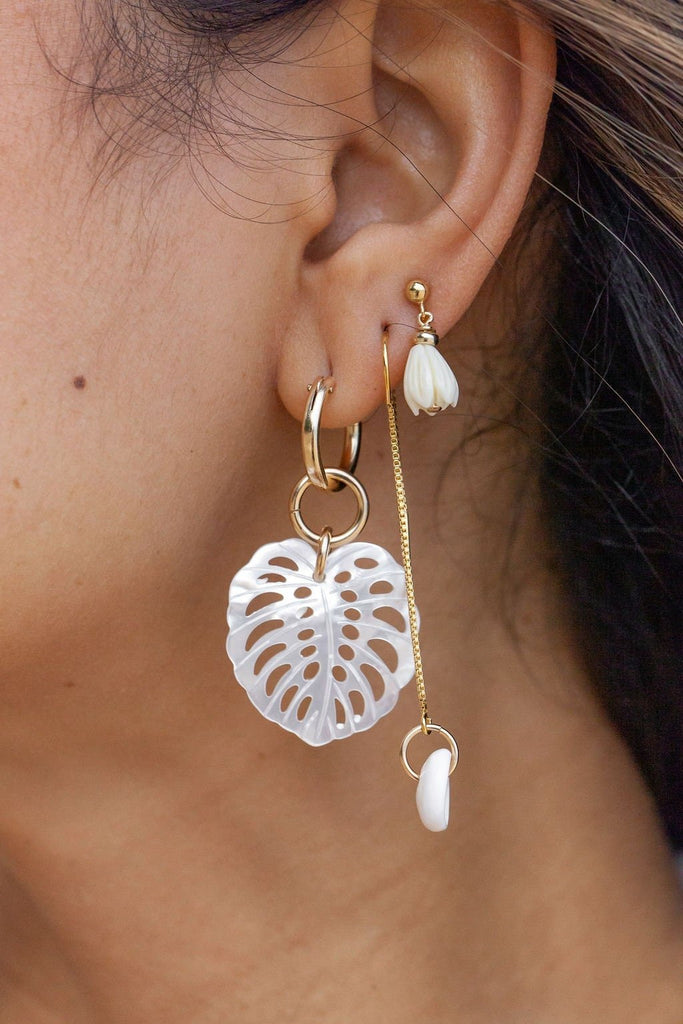 - Gold Filled Monstera Hoop Earrings - Makana - ke aloha jewelry
