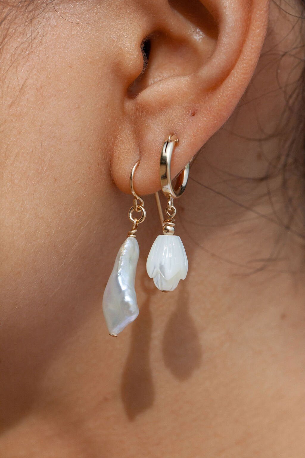 - Gold Filled Pikake Hoop Earrings - Healani - ke aloha jewelry