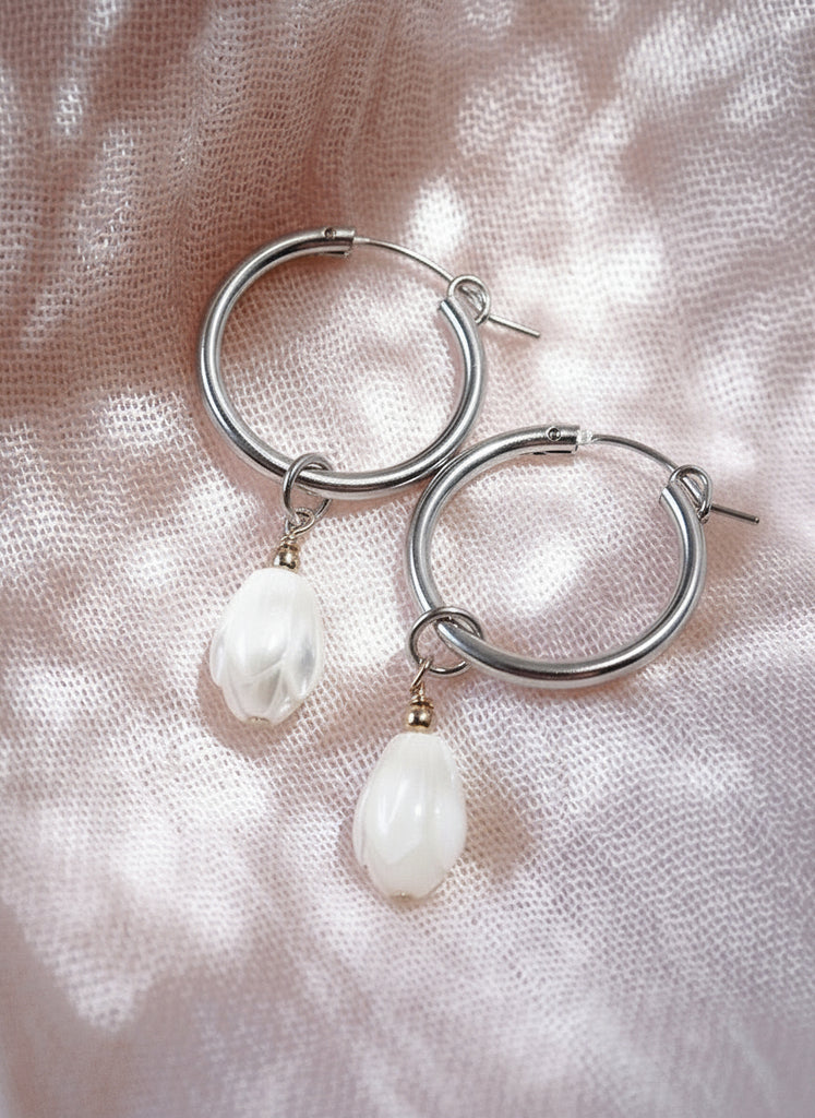 - Gold Filled Pikake Hoop Earrings - Healani - ke aloha jewelry