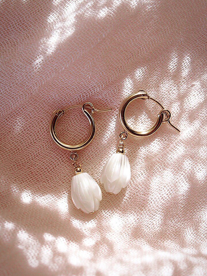 - Gold Filled Pikake Hoop Earrings - Healani - ke aloha jewelry