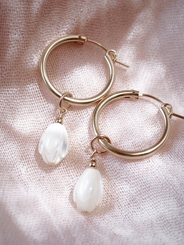 - Gold Filled Pikake Hoop Earrings - Healani - ke aloha jewelry