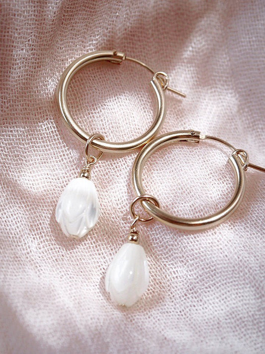 - Gold Filled Pikake Hoop Earrings - Healani - ke aloha jewelry