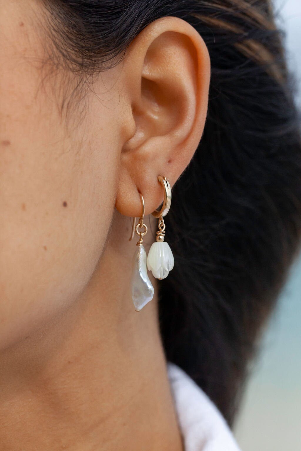 - Gold Filled Pikake Hoop Earrings - Healani - ke aloha jewelry